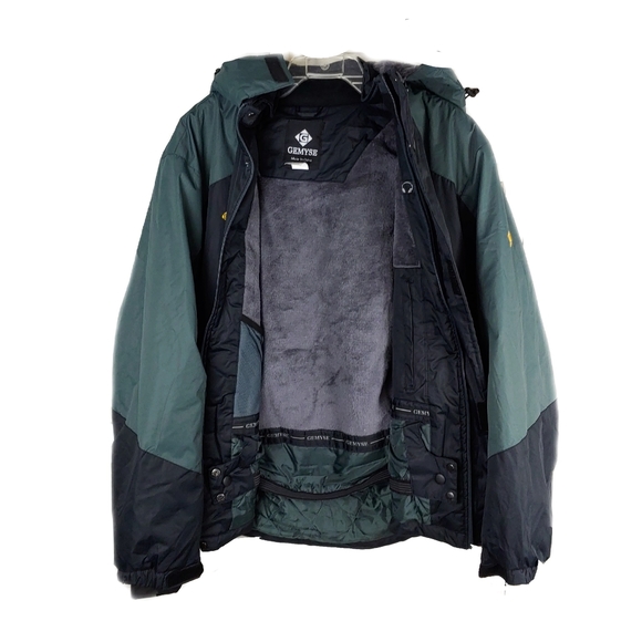 GEMYSE Men's M Mountain Waterproof Ski Snow Black Green WinterJacket - Picture 12 of 15